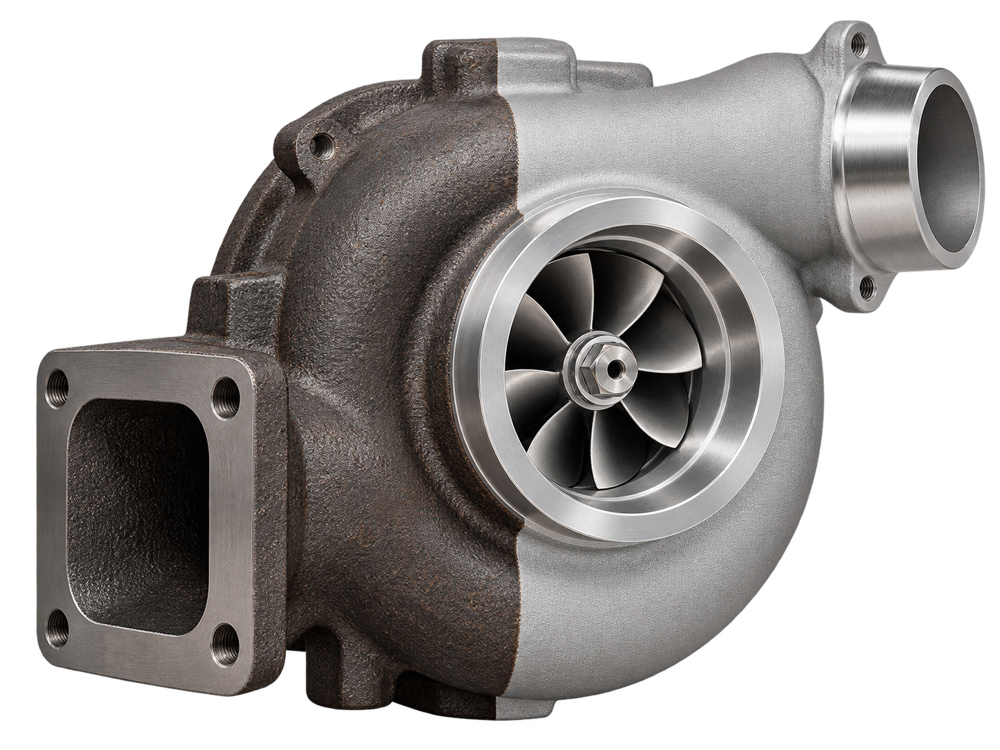 Turbocompressore metà grezzo e metà sabbiato